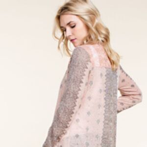 Peach Sublimation Cardigan with Lace